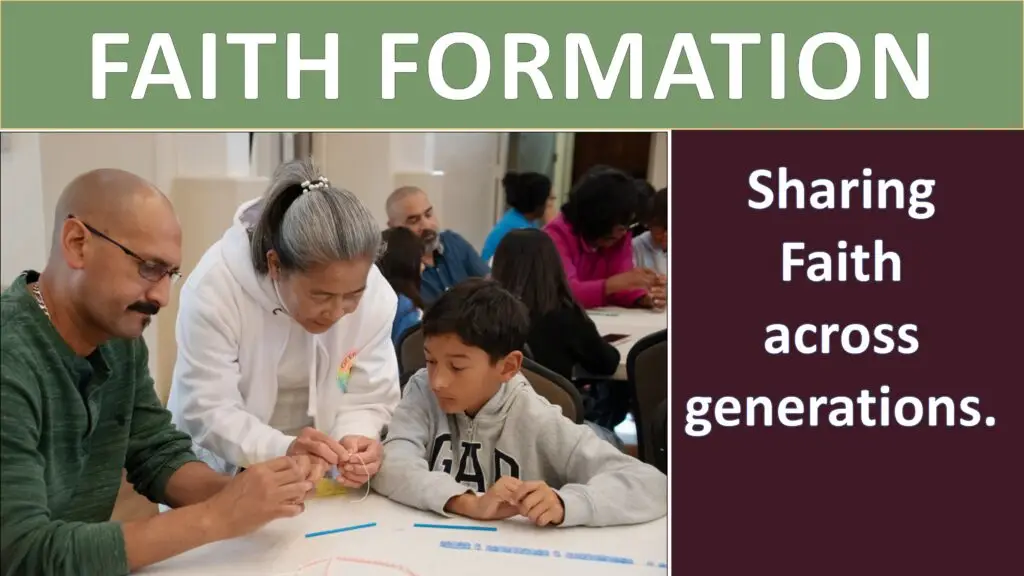 Faith Formation families rosary making activity.