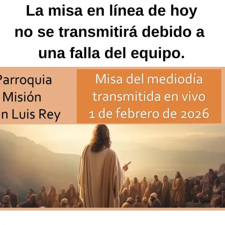 La misa en línea de hoy no se transmitirá debido a una falla del equipo.